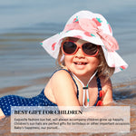 Baby Girl Sun Hat with UPF 50+ Outdoor Adjustable Beach Hat with Wide Brim Bucket Hats (12-24 Months, Strawberry -Pink)