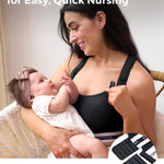 Momcozy Nursing Bras for Breastfeeding, FB011 Low-Impact Nursing Sports Bra Support Maternity Pregnancy Padded Wireless Bralette Black