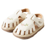 Jastore Infant Baby Girls Boys Squeaky Sandals Summer Flower Sandals Newborn Crib Shoes First Walkers Prewalkers Shoes（Beige,12-18 Months
