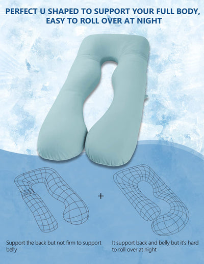 Meiz Pregnancy Pillow, Cooling Pregnancy Pillows for Sleeping, Maternity Pillow for Pregnant Women, Pregnancy Body Pillow with Cooling Jersey Cover, Green