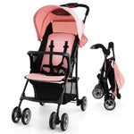 Baby Joy Lightweight Stroller, Compact Toddler Travel Stroller for Airplane, Infant Stroller w/Adjustable Backrest/Footrest/Canopy, 5-Point Harness, Storage Basket, Easy One-Hand Fold, Black