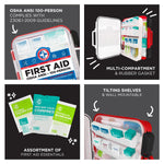 Be Smart Get Prepared First Aid Kit Hard Red Case 326 Pieces Exceeds OSHA ANSI Guidelines 100 People. Office, Home, Car, School, Emergency, Survival, Camping, Hunting and Sports, FSA / HSA Approved