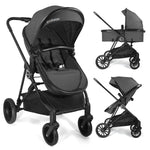 Lite 2.0 Baby Stroller with Bassinet Mode, 2-in-1 Foldable Infant Stroller with Reversible Seat and UPF 50+ Canopy, Black