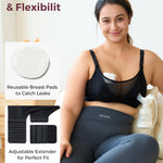 Momcozy Mesh Support Pumping Bra Hands Free Suitable for 36C-44G, Comfortable Plus Size Pumping and Nursing Bra in One Black