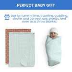 Delta Children 100% Organic Jersey Cotton Baby Receiving Blankets for Girls and Boys – 30x40 Inches - GOTS Certified (Pack of 2), Neutral Boho