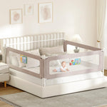 VBABY 3-Piece King Size Bed Rails for Toddler, Adjustable Height Baby Bed Rail Guard, Reinforced Bed Protection Fence for Baby, Grey, 74.8 x 78.7 x 78.7 in
