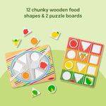 Melissa & Doug Wooden Shape Sorting Grocery Cart Push Toy and Puzzles - Pretend Play Grocery Toys, Sorting and Stacking Toys for Infants and Toddlers Ages 1+ - FSC-Certified Materials