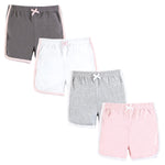 Hudson Baby Unisex Baby and Toddler Shorts Bottoms 4-Pack, Pink White, 6-9 Months