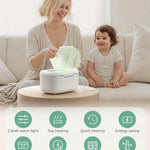 Momcozy New Baby Wipe Warmer, 100pcs Larger Capacity Wipe Dispenser, 10-Min Fast Heating with 4 Temperature Modes, Innovative Spring Design, Silicone & Top Seals,Quick Even Heating, 3-Level Nightlight