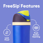 Owala Kids FreeSip Insulated Stainless Steel Water Bottle with Straw for Sports, Travel, and School, BPA-Free Sports Water Bottle, 16 oz, Celestial Sphere