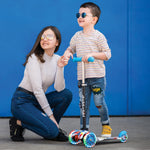 3-Wheel Kick Scooter for Kids Ages 3-8 Lean-to-Steer Toddler Scooter with Extra Wide Light Up Wheels, 4 Adjustable Heights, Foldable Scooters for Boys & Girls, Max Weight 110lbs (Pink)