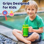 Tronco 14 oz Kids Insulated Tumbler with Handle & Spill Resistant Flexible Straw, BPA-Free Stainless Steel Toddler Cups with Lids, Splash-Proof Kid Drinking Cup Travel Mugs, Easy to Clean