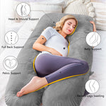 Meiz Pregnancy Pillow, U Shaped Pregnancy Body Pillow with Zipper Removable Cover (Gray- Velvet)