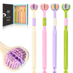 Mluyeri 4-Pack Medium Toothbrush Set, Bulk Toothbrushes for Kids & Adults with Special Needs, Multi-Angle Cleaning, Medium Soft Bristles, White, Pink, Green, Purple