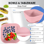 Bluet B - Baby Feeding Set – 4 PCS Silicone Tableware with Suction Plate, Bowl, Cup & Spoon - Extra-Thick Premium Silicone, BPA-Free, Food Grade, Microwave & Dishwasher Safe