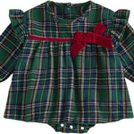 Baby Girl Christmas Outfit Velvet Bow Smocked Bubble Romper Ruffle Onesie Bodysuit Infant Fall Winter Clothes