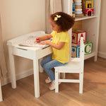 Melissa & Doug Wooden Child's Lift-Top Desk & Chair - White Play Desk and Chair Set for Toddlers and Kids Ages 3+