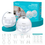 Paruu wearable breast pumps with packaging and accessories on a white background
