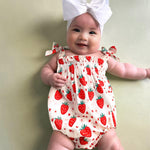 ZOELNIC Baby Girl Summer Clothes Newborn Girl Outfits Cute Strap Baby Girl Romper Jumpsuit Bodysuit Strawberry 0-3 Months