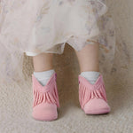 BACSAC Baby Girls Tassel Boots Zipper Infant Western Cowboy Boots Non Slip Toddler Short Boots Soft Comfort First Walker Suede Booties(Pink,12-18M)