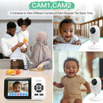 Simyke 1080p Smart 2Camera Video BabyMonitor,Wifi On/Off Switch,2.8" inch Display or WiFi Remote Access,NightVision,1500ft Long Range,2-Way Talk,Sound Alert,Temperature Sensor,Lullabies Feeding Remind