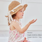 pureborn Baby Girls Straw Sun Hat - Wide Brim Sun Protection Beach Sun Hat with Chin Strap for Infant Girls 12-24 Months Brown