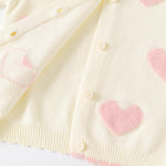 Cute Baby Girls Hearts Knit Cardigan Sweater, Toddler Loose Long Sleeve Shirts Warm Tops for Fall Winter Love Design (US, Age, 3 Years, 4 Years, Beige)