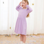 PATPAT 3-Pack Toddler Dresses – Long Sleeve Cat Print Set for Preschool Girls’ Everyday Look, 4-5T, Purple Cat