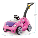 Step2 Whisper Ride II Kids Push Cars, Ride On Car, Seat Belt, Horn, Toddlers Ages 1.5 – 4 Years Old, Max Weight 50 lbs., Quick Storage, Stroller Substitute, Pink