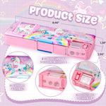 Henoyso Multifunctional Pencil Box for Girls Unicorn Pencil Case with Calculator and Sharpener Cool Cute Pencilcase School Supplies Essentials Valentine's Day Birthday Gift Present for Kids Teens