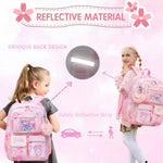 Lovely Girls Backpack School Bag for Students Kids Book Bag with Multiple Pockets Splash-proof Children's Backpack（17inch Pink）