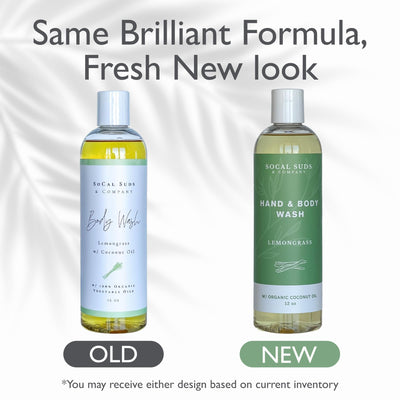 SoCal Suds & Company - 12oz Thick Organic Castile Soap Liquid Lemongrass, Hand & Body Wash for Men & Women, Made w/Organic Oils & Coconut Oil, Perfect Bath Essentials, Gentle Soap for All Skin Types