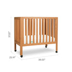 Newton Baby Galileo Mini Crib Solid Beech Wood with Wheels in Chestnut Color, Mini Crib Mattress Included, Adjustable Mattress Height, Ultra-Safe Non-Toxic Finish