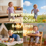 RGDYPKO Boys Striped Pants Toddler Baby Linen Harem Pants Soft Comfortable Stretchy Drawstring Elastic Waisted Trousers Blue