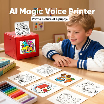 JUMP HERO Smart AI Voice Sticker Maker Machine,Mini Sticker Printer for Kids, Inkless Portable Thermal Sticker Printer Box with Photo Printing, DIY Label Maker for Scrapbooking, Crafts, Gift Wrapping
