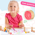 MeCids Stamps for Kids, 21Pcs Wooden Stamp Set - Animal Stamps Star Rainbow Cute Pattern Stamp for Kids Birthday Gift Party Favor Carnival Prizes, Kid Art Projects