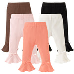 DREAM BUS 5 Pack Baby Pants Toddler Girl Ribbed Ruffle Bell Bottoms Toddler Leggings Baby Boy Pants Newborn Girl Flare Pants