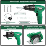 Vextronic Kids Tool Set 36 PCS with Electric Toy Chainsaw Drill Circular Saw with Realistic Sounds, Toy Tool Set for Toddlers 3 4 5 6 7 8, Pretend Play Kids Power Tools Kit Gift for Boys Girls