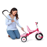Radio Flyer Deluxe Steer & Stroll Trike, Pink, For Kids 2-5, 2-in-1 Parent Steer Tricycle, Removable Push Handle, Adjustable Seat, Steel Frame, Covered Storage Bin, Tricycle for Toddlers and Kids