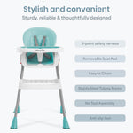 Dream On Me TableTalk 2-in-1 High Chair for Baby & Toddler – Convertible High Chair to Junior Chair, Removable Padded Seat, Dual Dishwasher-Safe Trays, Styrdy Steel Frame, Quick Folding Design – Aqua