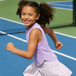 PATPAT Girls 2 Piece Tennis Skirt Set Size 5-6 Purple Tank Tops and Purple Skort Athletic Sets Sleeveless Tops + High Waisted Pleated Skort 2 Piece Outfits Girls Clothes Summer Outfits Activewear
