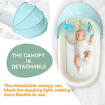 Portable Newborn Nest Lounger-Travel Bassinet,XL co-Sleeper with Canopy & Mosquito Net-Lightweight Foldable Lounger Cotton Cover & Supportive Mattress and Washable, Indoor-Outdoor Use (Green)