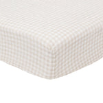Little Unicorn Premium Crib Sheet | Breathable & Super-Soft Muslin Fabric (Tan Gingham)