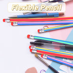 Qyyiguf 40 Pcs 7 Inch Flexible Pencils,Soft Novelty Pencil,Multi Colored Striped Soft Pencil with Eraser for Kids Gift