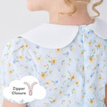 pureborn Baby Girls Woven Dress Short Sleeve Cotton Peter Pan Collar Dress Summer Playwear Dresses Light Blue Floral 12-18 Months