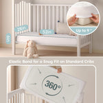 Yoofoss Waterproof Crib Mattress Protector 2 Pack, Quilted Crib Mattress Pad Cover Ultra Soft and Breathable, Machine Washable Toddler Mattress Protector for Standard Baby Crib Size 52''x28''