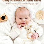 Wooden Baby Rattle, Handmade Crochet Stuffed Animal Organic Rattle Toys, Beige Bear Rattles for Babies 0-6-12 Months with Wood Teething Rings, Baby Announcements Ideas