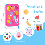 homicozy Pencil Case for Girls,Cute Fruit Stationary Set for Kids,3D EVA School Large Capacity Pencil Pen Box with Compartment,School Supplies for Girls,Back to School Gifts for Kids,Rose Red
