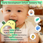 Baby Rattle Teething Toys Silicone Avocado Teething Mitten Over 3 Months-Sensory Toys for Grasping Chewing Sucking Hearing Needs-Baby Teether for Teething Relief-BPA Free Infant Toys Baby Shower Gifts