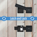 Steinwhale 1Pack Flip Gate Latch Lock with Padlock Hole, 3.5mm Aluminum Alloy Door Latch for Outdoor Wooden Fence, Swing Open Gate, Double Gate, Barn Door, Shed, Vinyl Fence, Yard, Black
